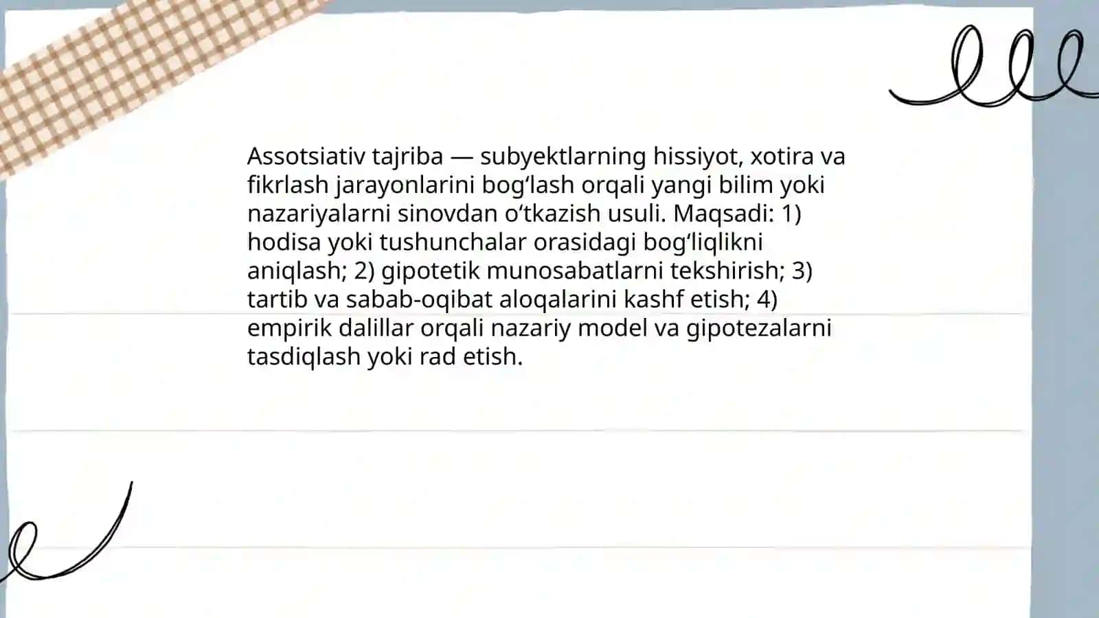 Assotsiativ tajriba oʻtkazish tamoyillari 3