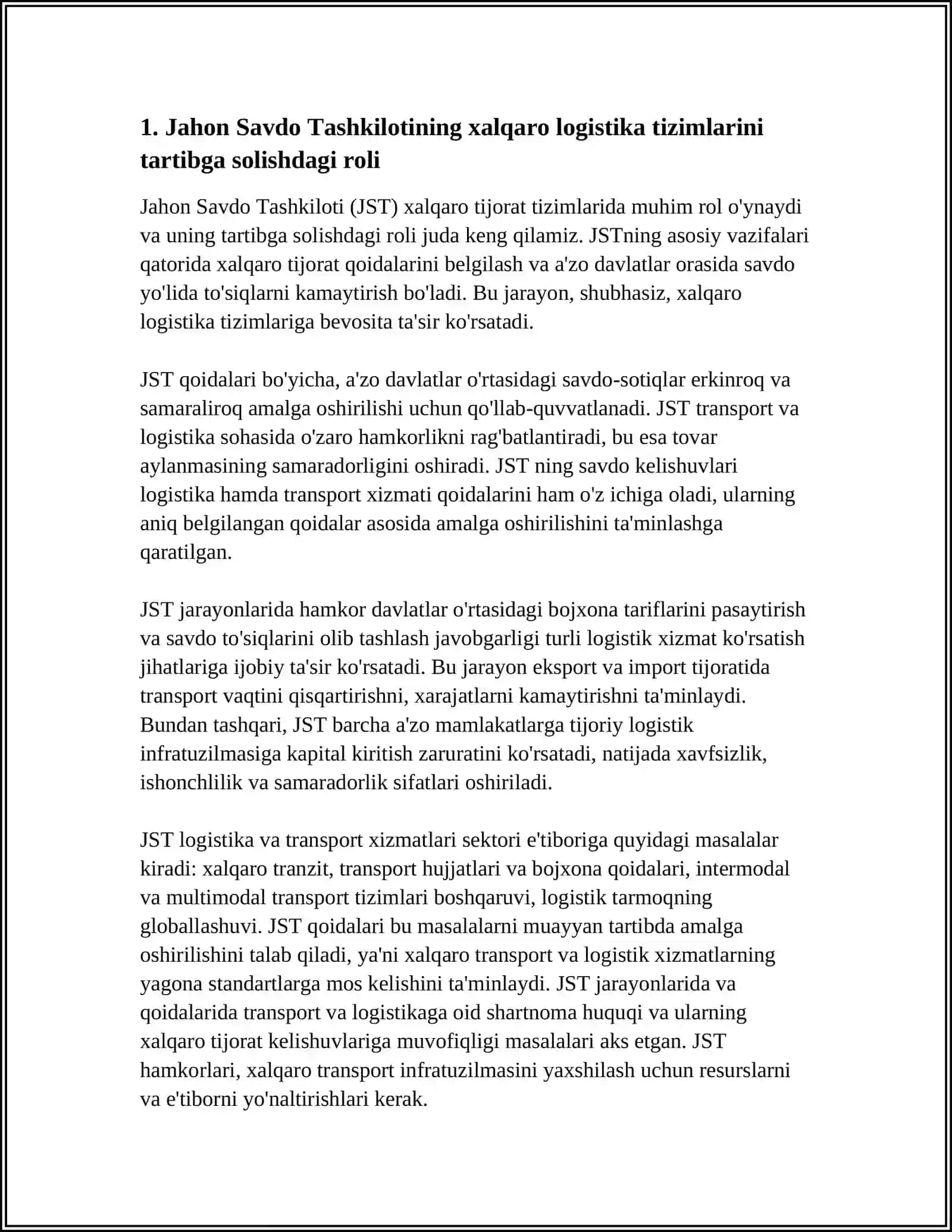 JAXON SAVDO TASHKILOTINING XALQARO LOGISTIKADAGI O’RNI 3