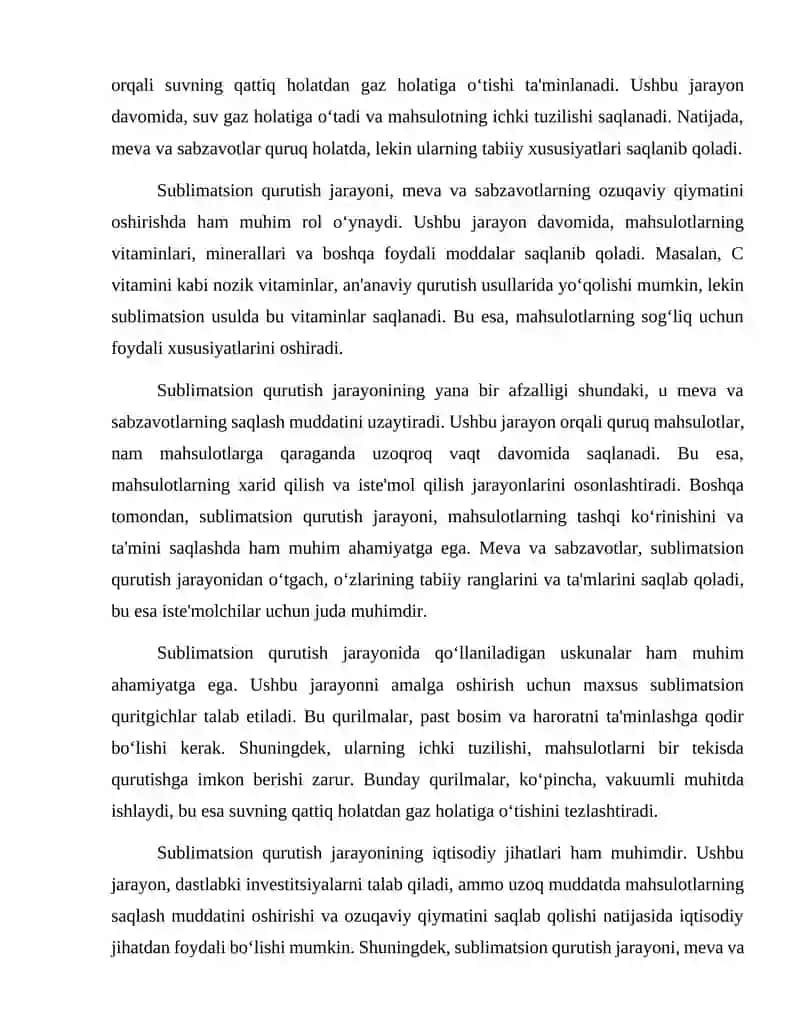 Meva va sabzavotlarni sublimatsion usulda qurutish texnologiyasi 3