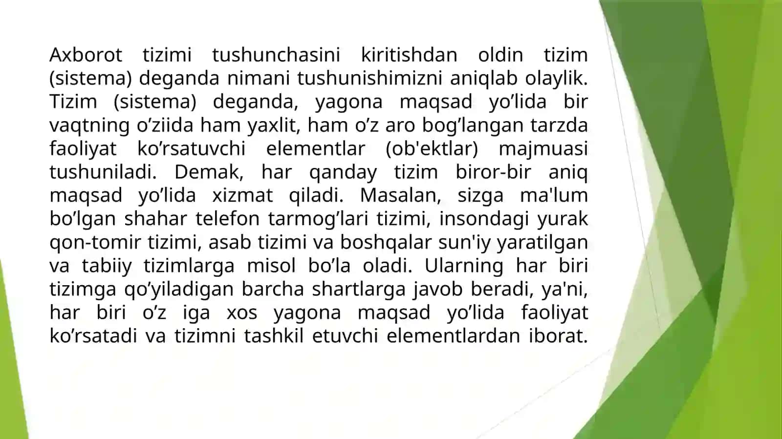 Axborot jarayoni. Axborot tizimi. Axborot tizimlarining turlari 3