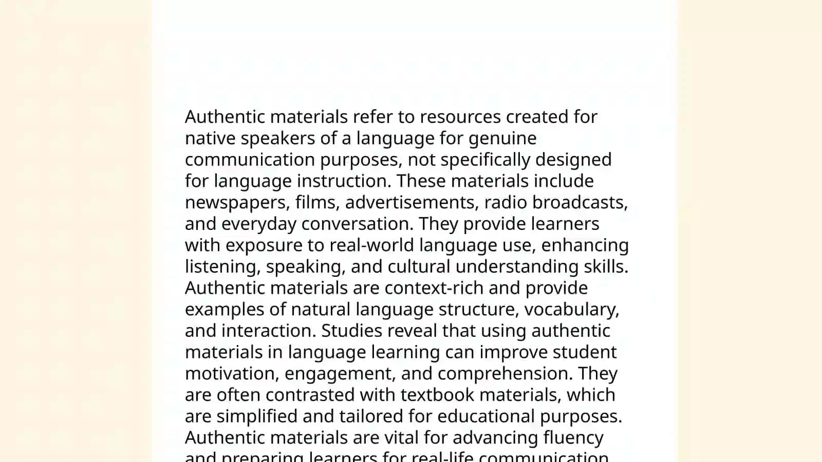 Importance of authentic materials in the reading classes 3