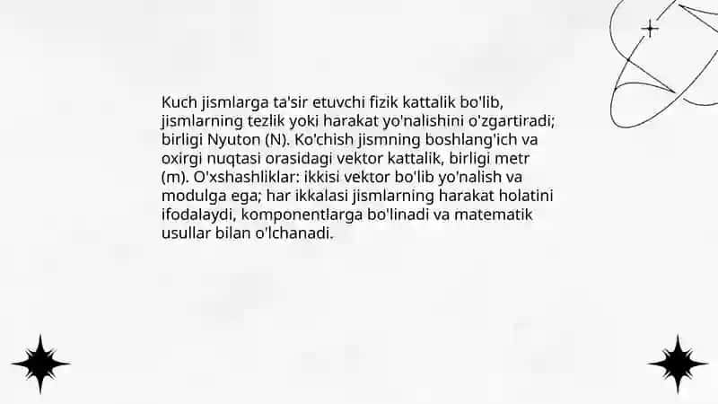 Kuch va ko'chish tushunchalari 3