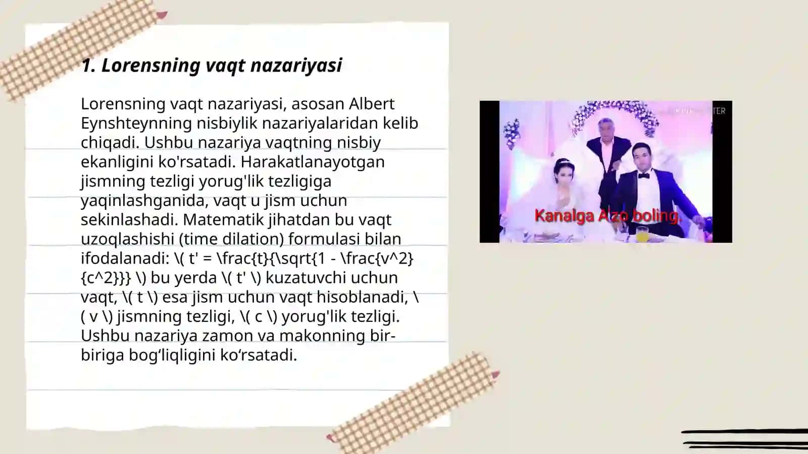 Vaqtga bog'liq g'alayon lorens nazaryasi usuli 3