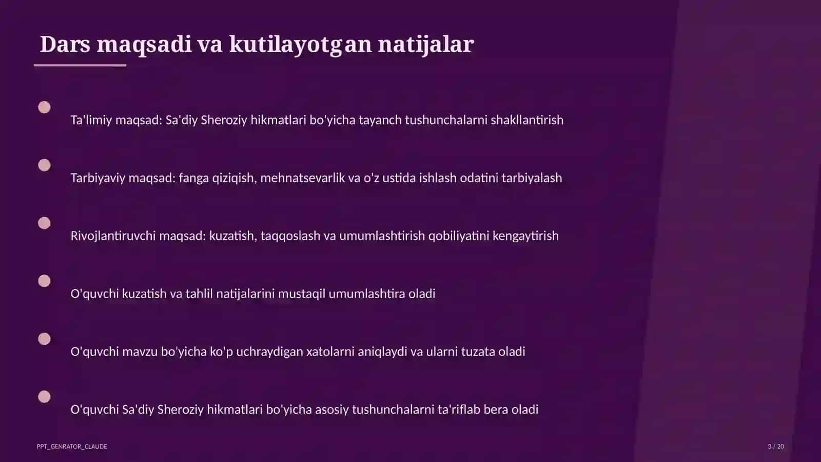 Sa'diy Sheroziy hikmatlari (6-sinf) 3