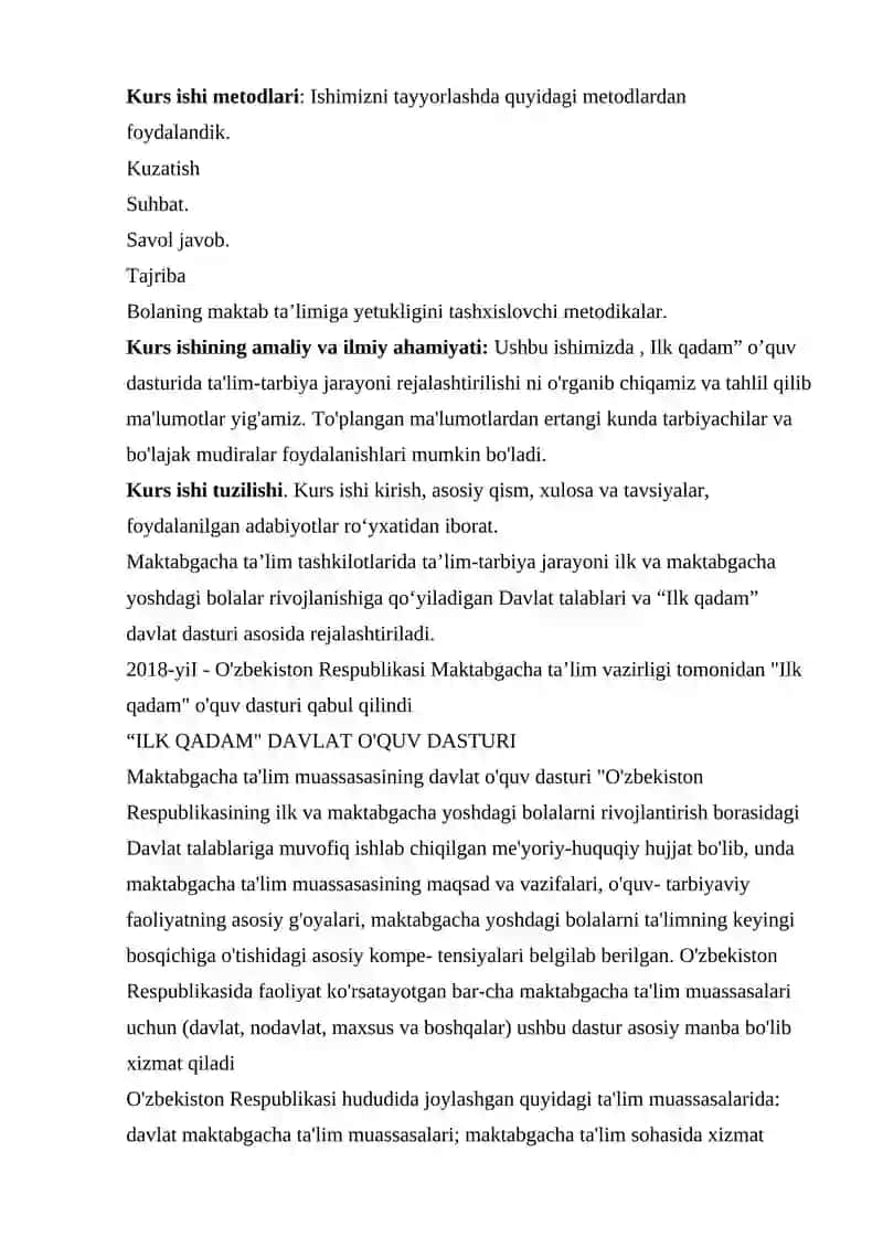 ILK QADAM DASTURI ASOSIDA MTT NING KATTA VA TAYYORLOV GURUHLARIDAGI FAOLIYATLAR MAZMUNI 3