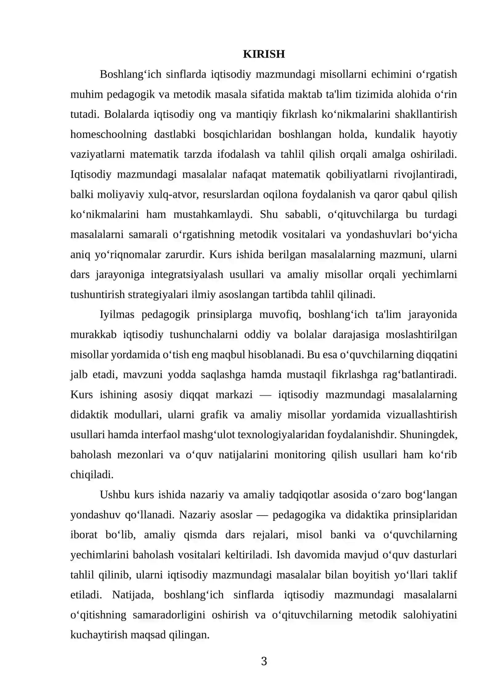 BOSHLANG‘ICH SINFLARDA IQTISODIY MAZMUNDAGI MISOLLARNI YECHIMINI O‘RGATISH 3
