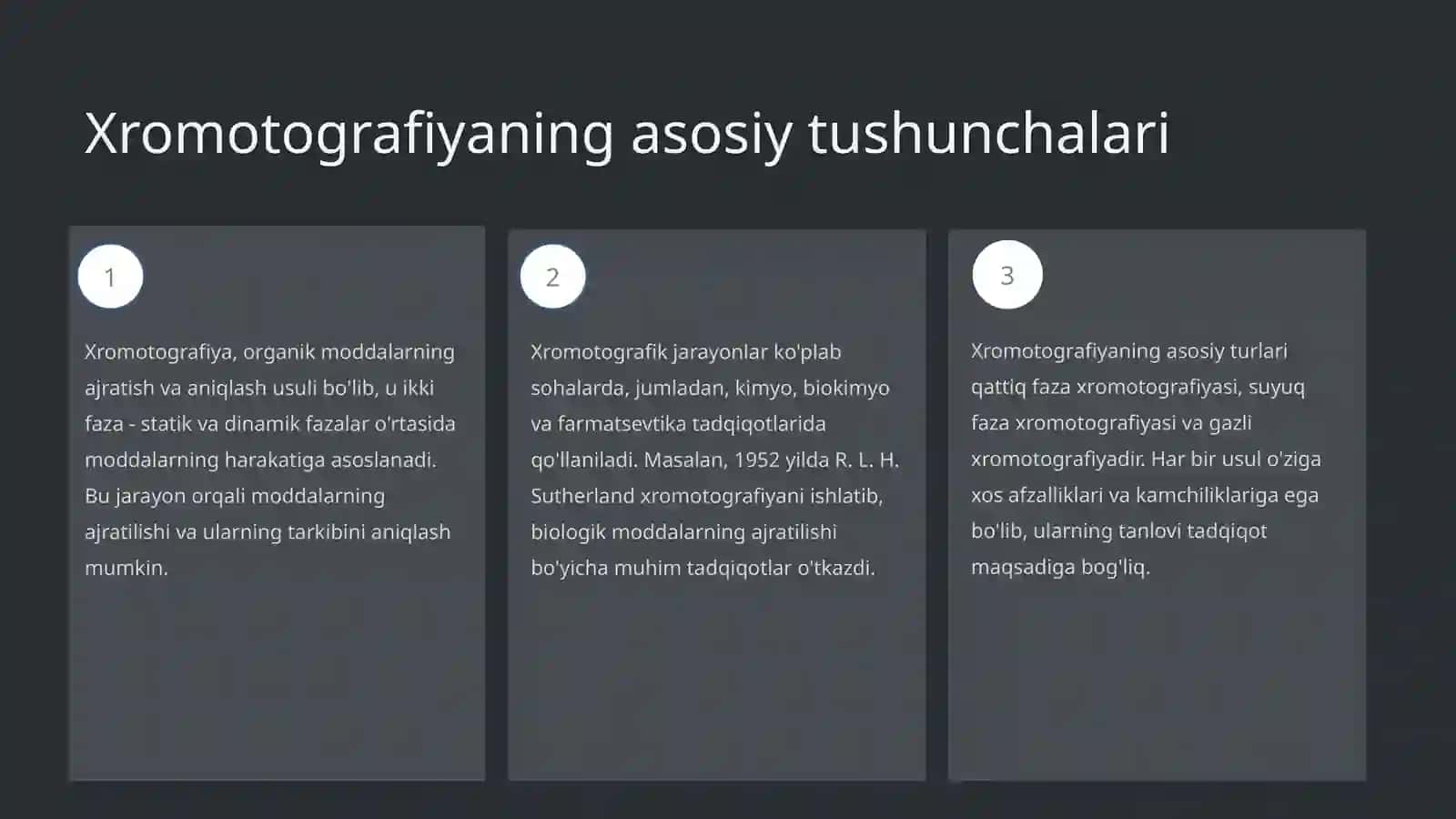 Organik moddalarning xromotografik ajratish usullari 3