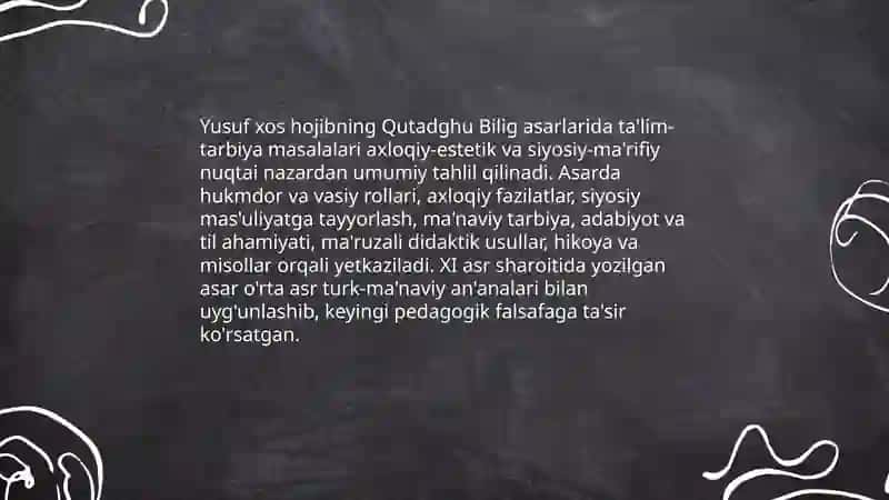 Yusuf xos hojib va Kaykovus asarlarida ta‘lim-tarbiya masalalarining yaritilishi 3