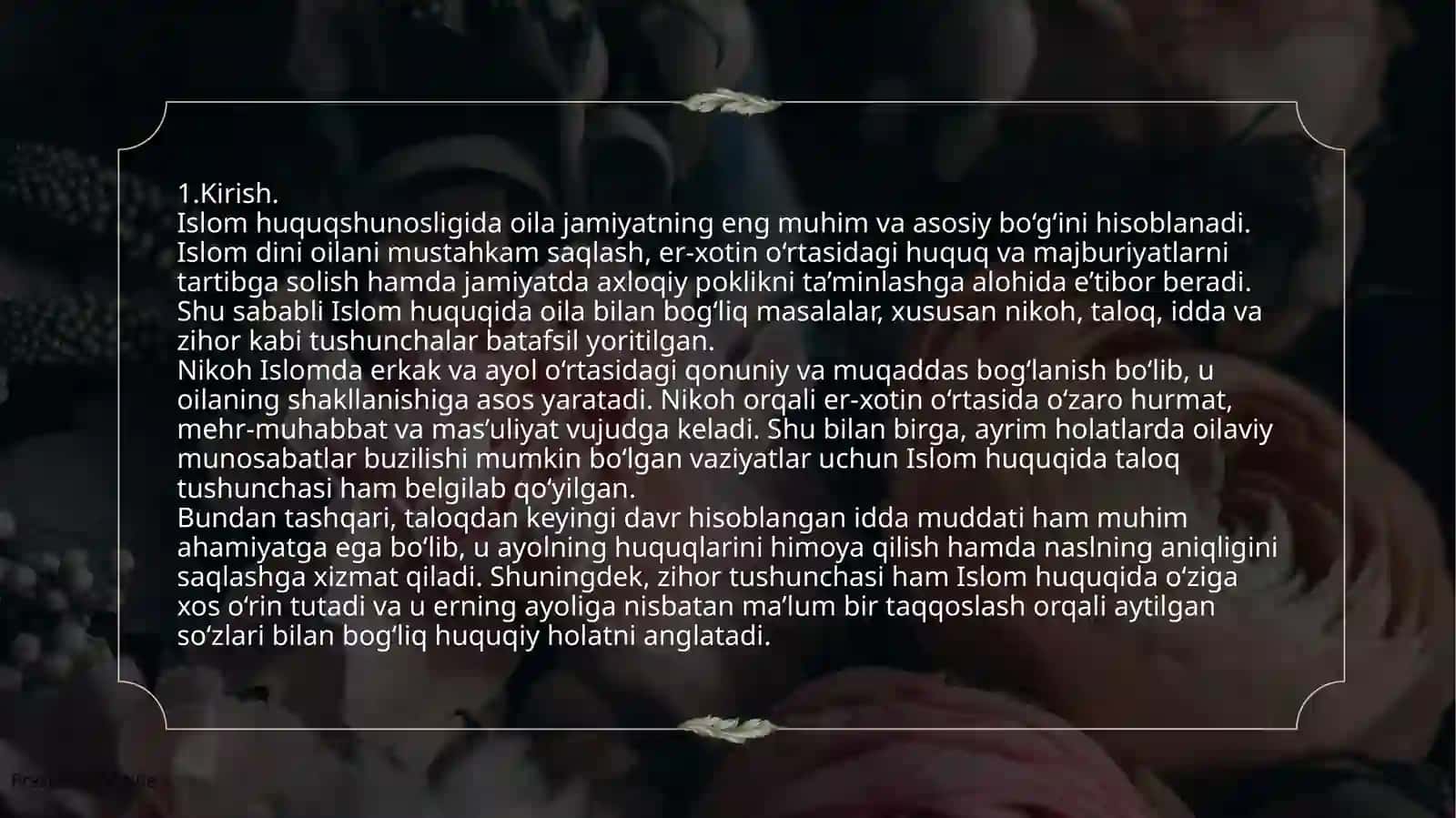 Islom Huquqshunosligi va Oilaviy Munosabatlar 3