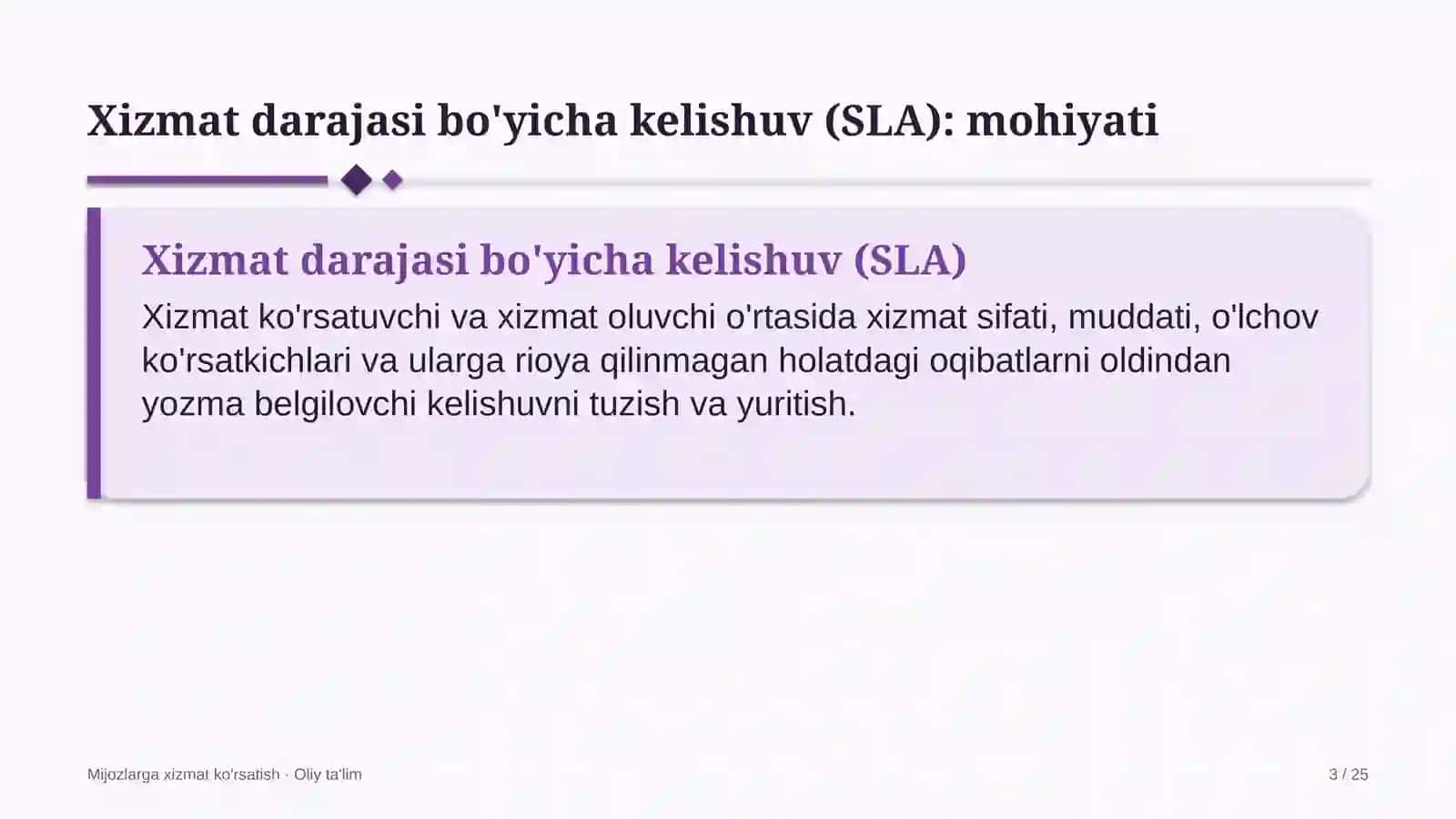Yilqichilikda xizmat darajasi bo'yicha kelishuv tuzish 3