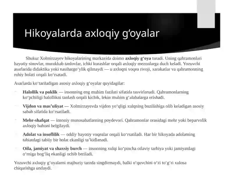 Shukur Xolmirzayev hikoyalari 3