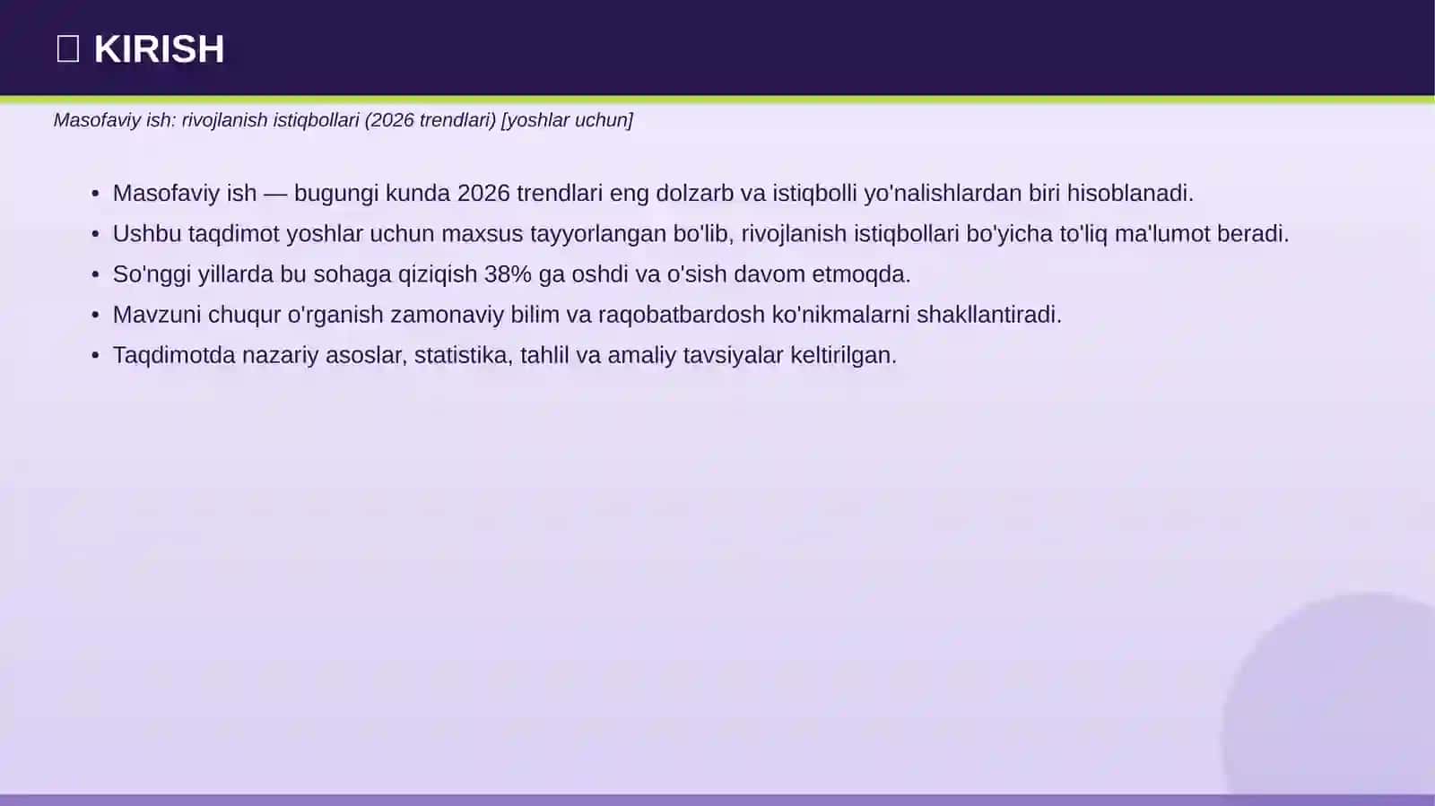 Masofaviy ish: rivojlanish istiqbollari (2026 trendlari) [yoshlar uchun] 3