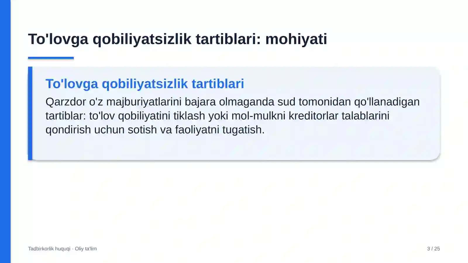 Kichik sanoat zonalarida to'lovga qobiliyatsizlik tartib-taomillari 3