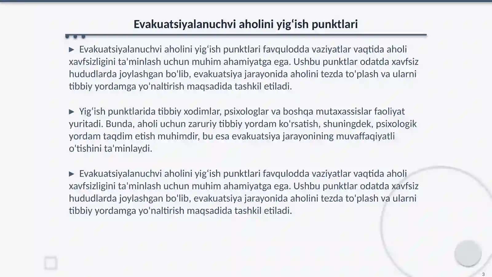 Evakuatsiyalash va tibbiy taʼminlash 3
