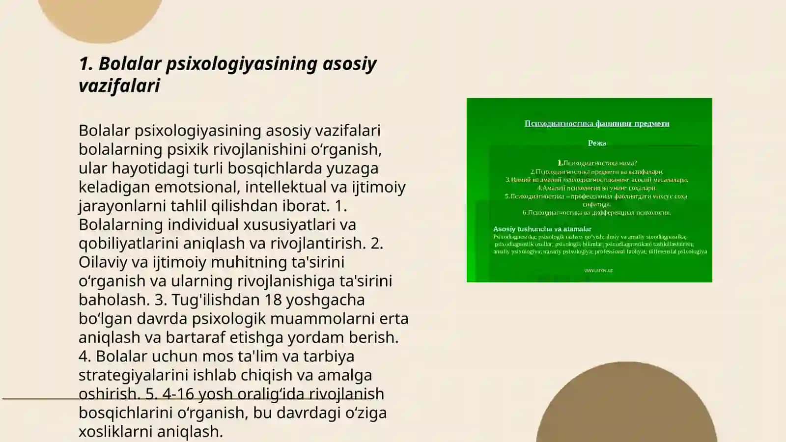 Bolalar psixologiyasi va psixodiagnostikasi fanining vazifalari 3