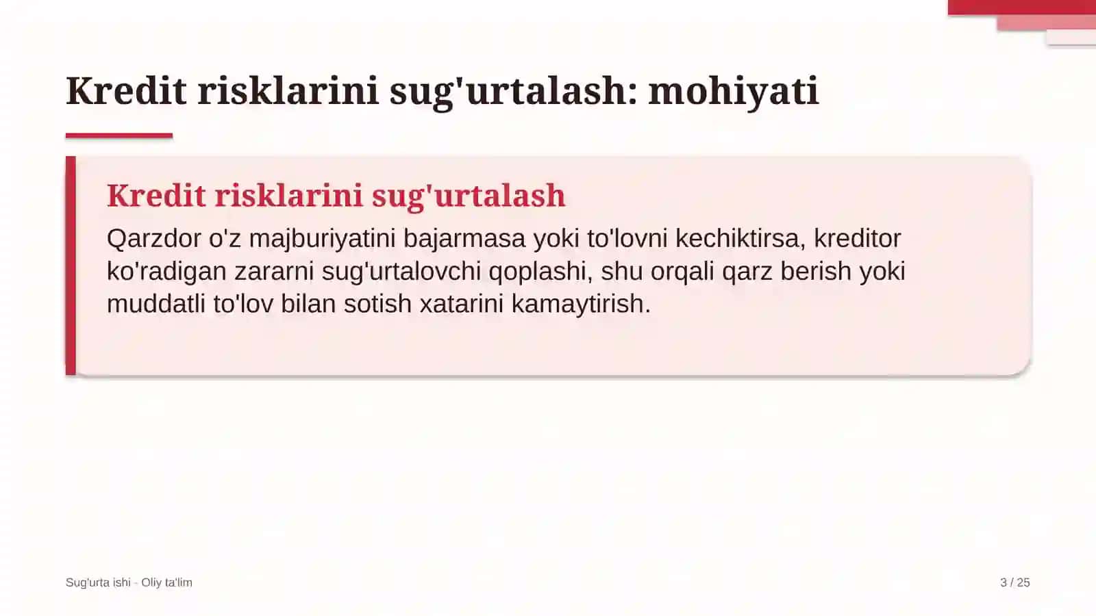 Kredit risklarini sug'urtalash: mohiyati 3