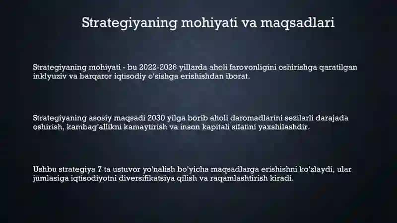 Yangi O'zbekiston taraqqiyot strategiyasi VA uning mazmuni 3