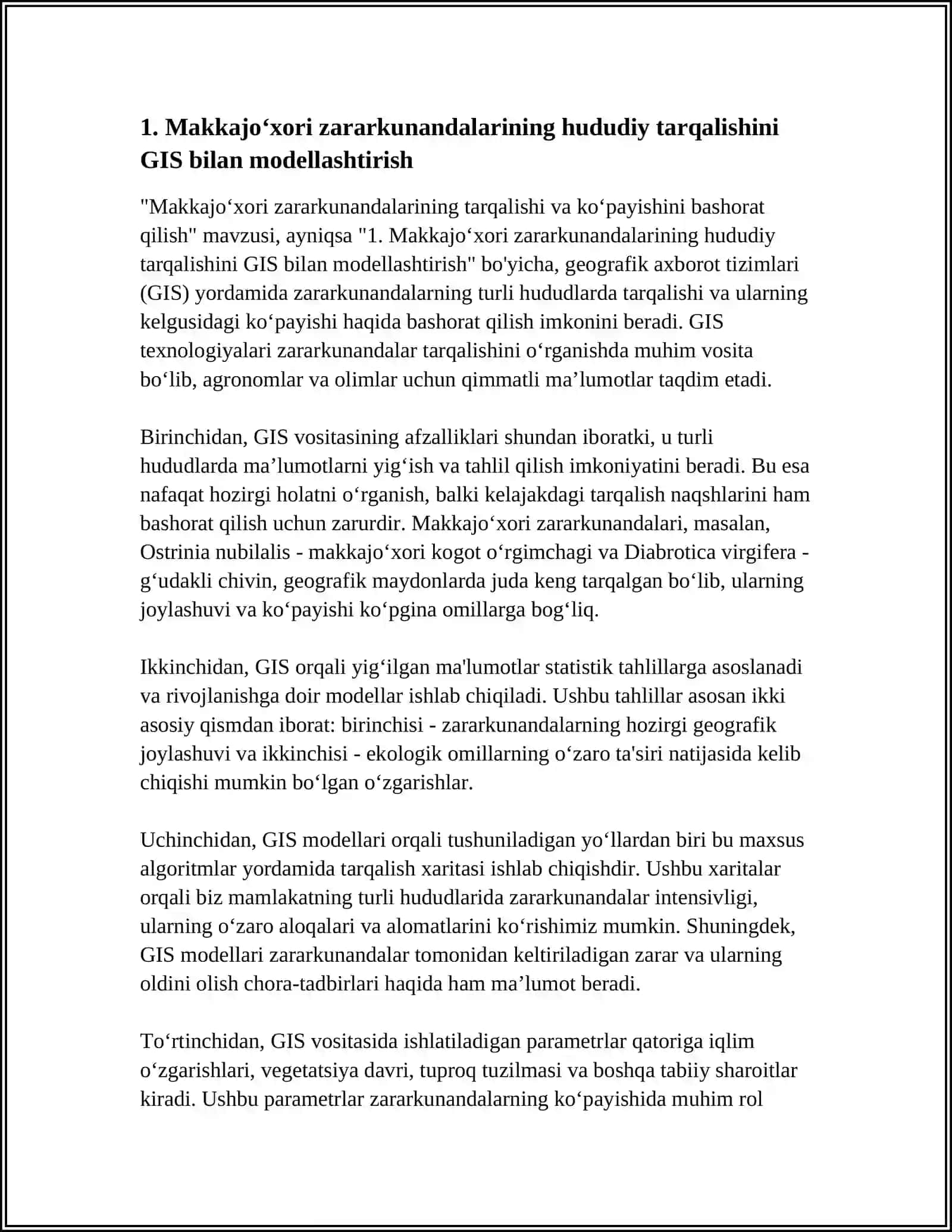 MAKKAJO‘XORI ZARARKUNANDALARINI TARQALISHI VA KO‘PAYISHINI BASHORAT QILISH 3