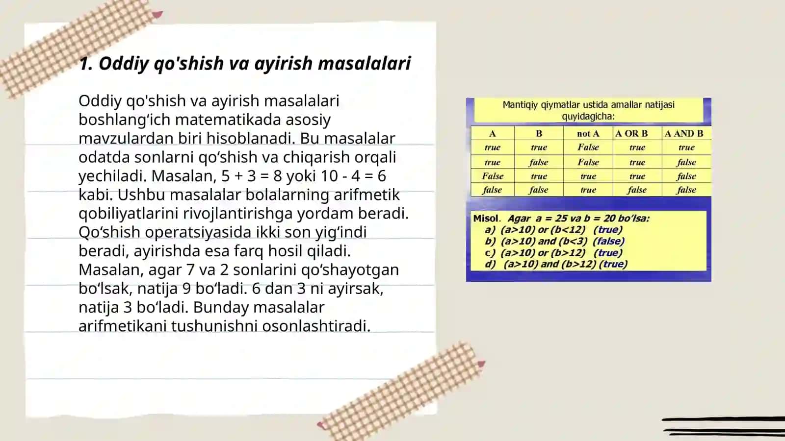 Mantiqiy fikrlashga oid masalalar ustida ishlash (3 - sinf) 3