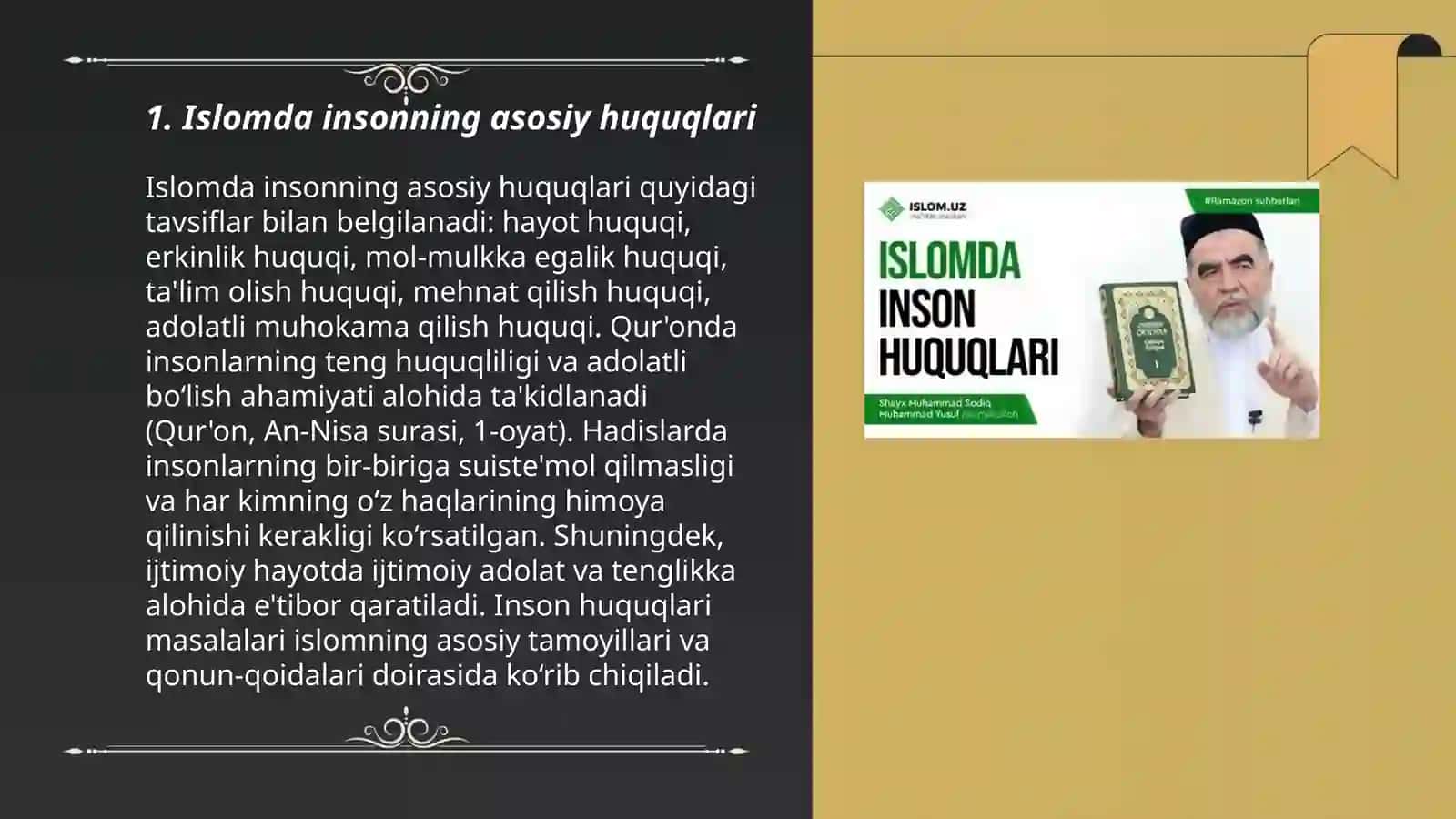 Islomda inson huquq va erkinliklarini taminlashining óziga hos jihatlari 3