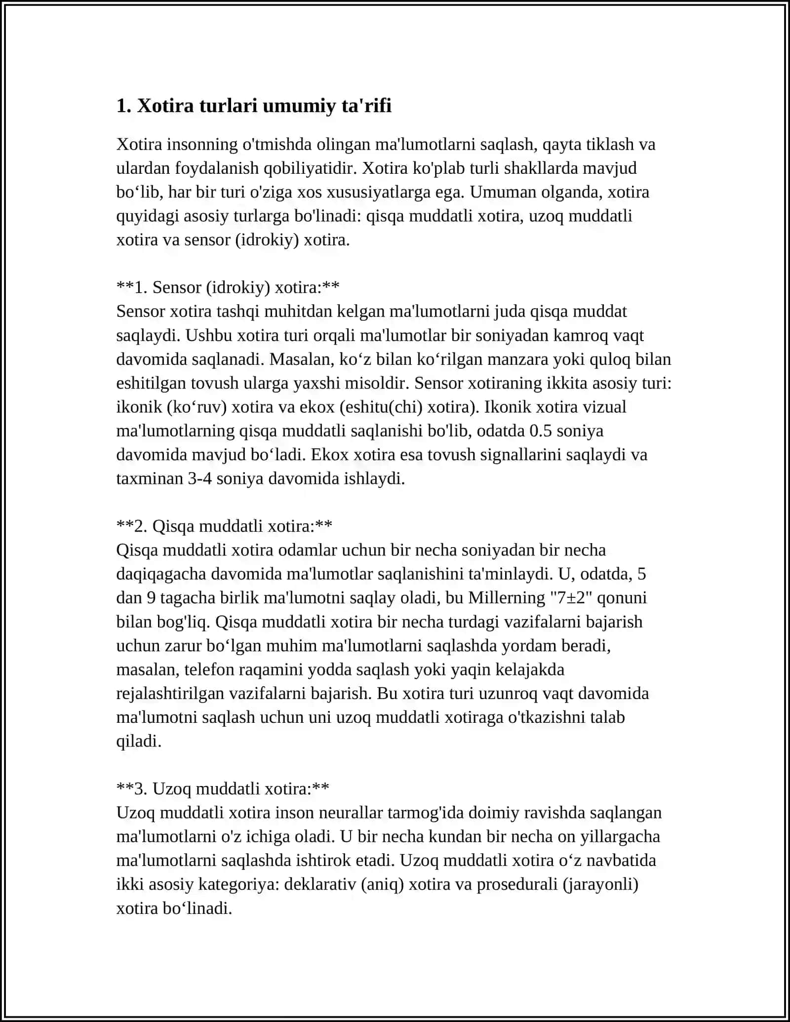 XOTIRA TURLARI.XOTIRA KASALLIKLARINI BUZILISHI 3