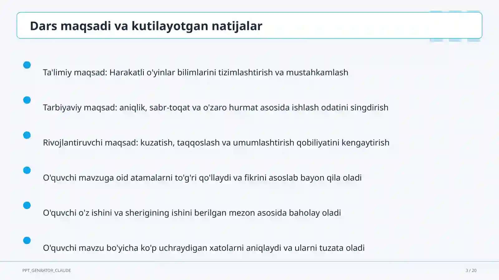 Harakatli o'yinlar (1-sinf) 3