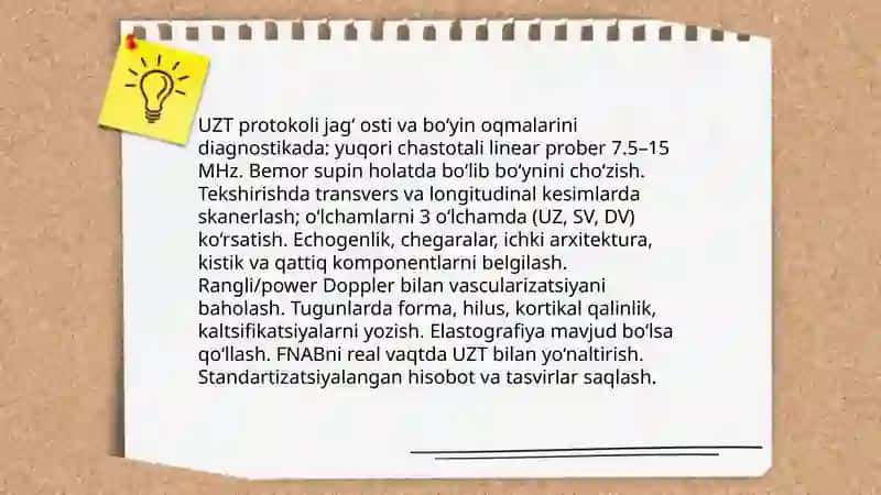 Zamonaviy tekshirish usullari qo’llash koʻrsatmalari.Jagʻ osti va boʻyin oqmalari 3