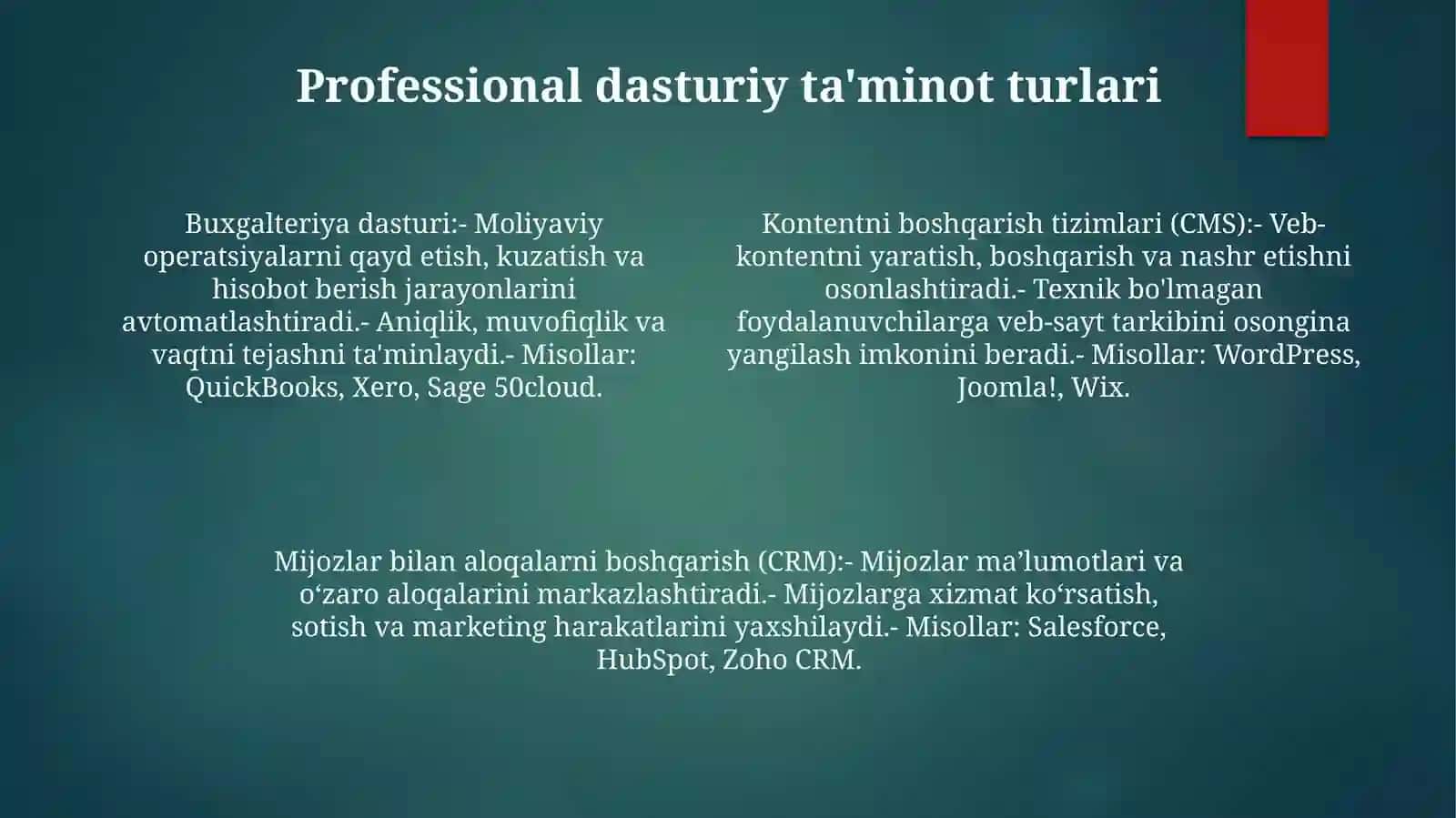 Mutaxassislikka Oid Dasturiy TaʼMinotlar Va Ulardan Foydalanish 3