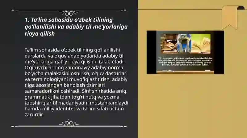 Oʻzbek tilining sohada qoʻllanishi,bunda adabiy til meʼyorlariga rioya qilish 3