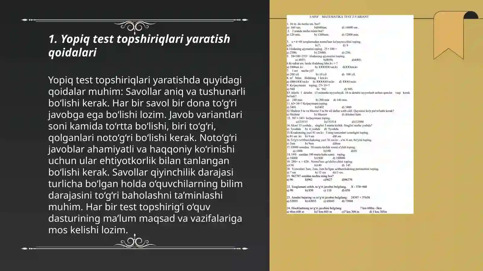 Yopiq test topshiriqlari yaratishning umumiy qoidalari 3