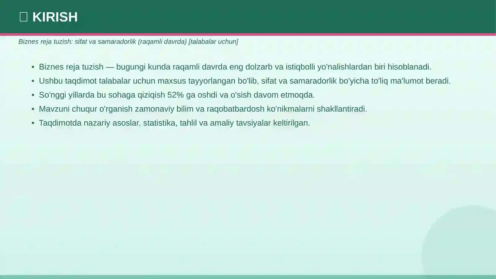 Biznes reja tuzish: sifat va samaradorlik (raqamli davrda) [talabalar uchun] 3