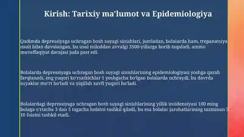Bolalarda bosh suyagi botib sinishlarida bajariladigan operasiyalar 3