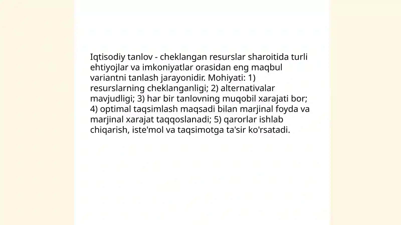 Iqtisodiy tanlov va muqobil xarajatlar 3