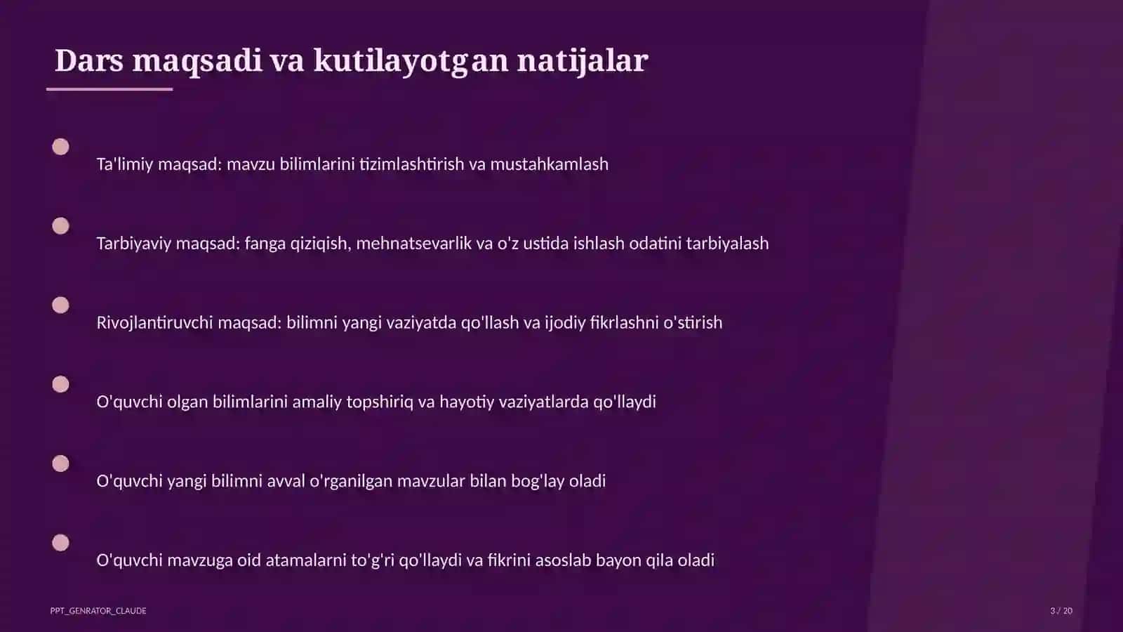 Blum taksonomiyasi va o'quv maqsadlari 3