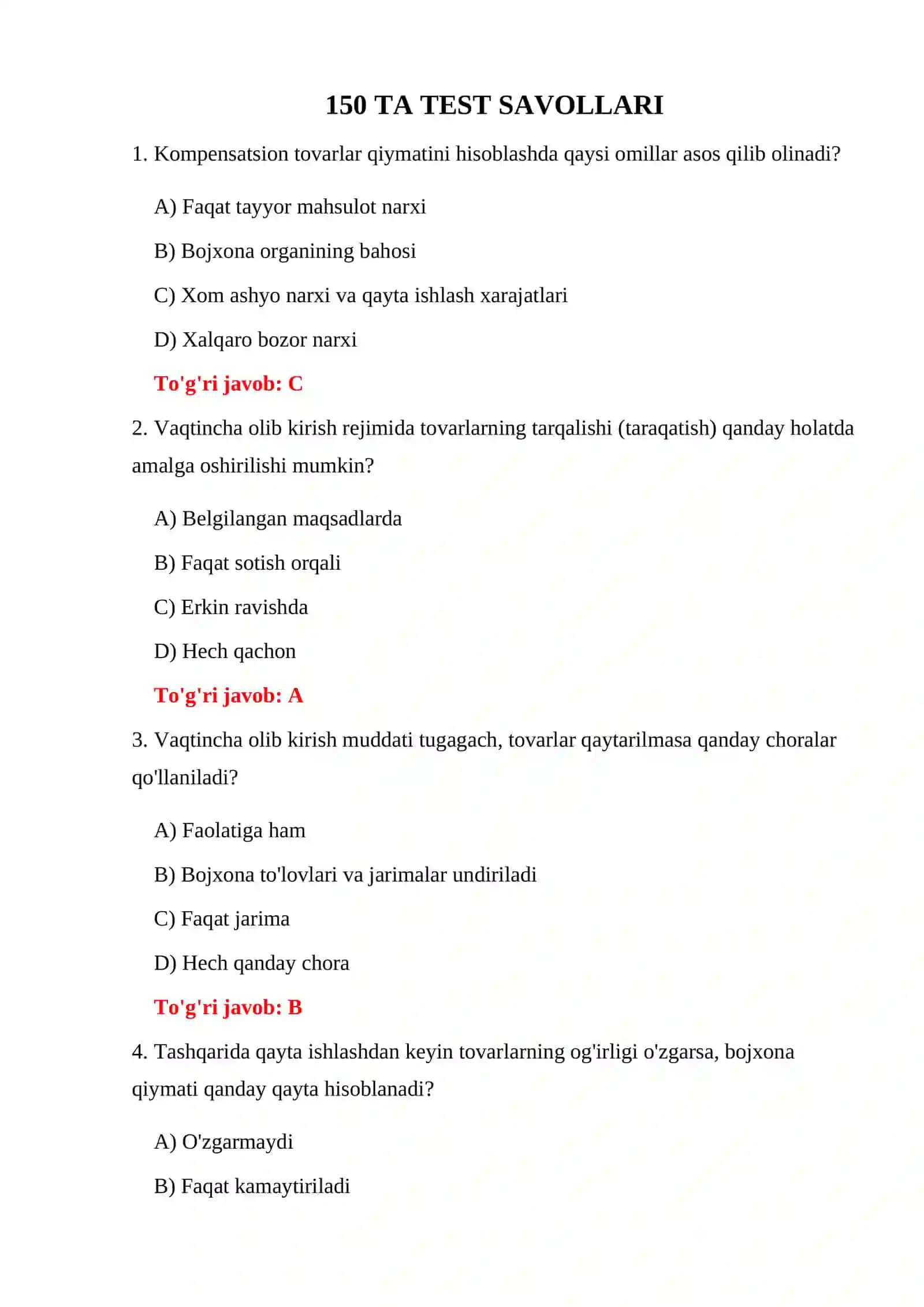 VAQTINCHA OLIB CHIQISH TESTLARI 3
