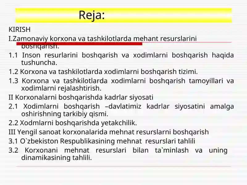 Korxona va tashkilotlarning mehnat resurslarini boshqarish 3