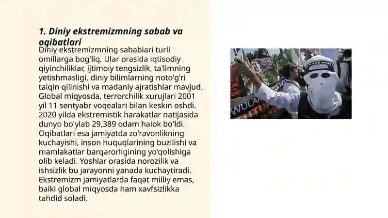 Diniy ekstremizmning sabab va oqibatlari 3