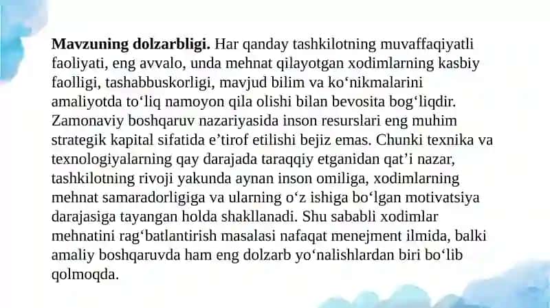 Xodimlar mehnatini rag‘batlantirish – samarali boshqarishning muhim omili sifatida 3