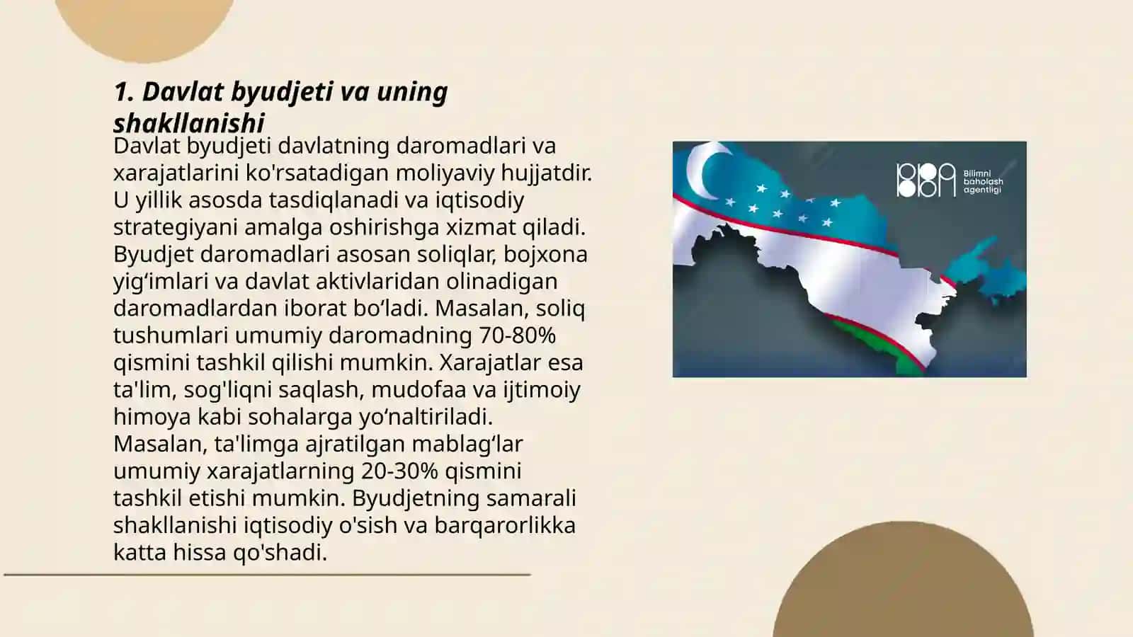 Davlat byudjeti daromadlarini shakllantirishda soliqlarning tutgan o'rni va ahamiyati 3