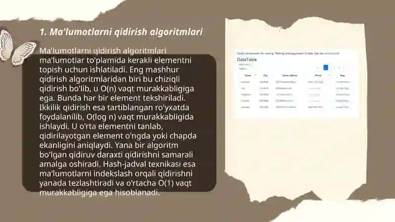 Ma'lumotlarni qidirish,tartiblash (saralash) nazariyasi 3