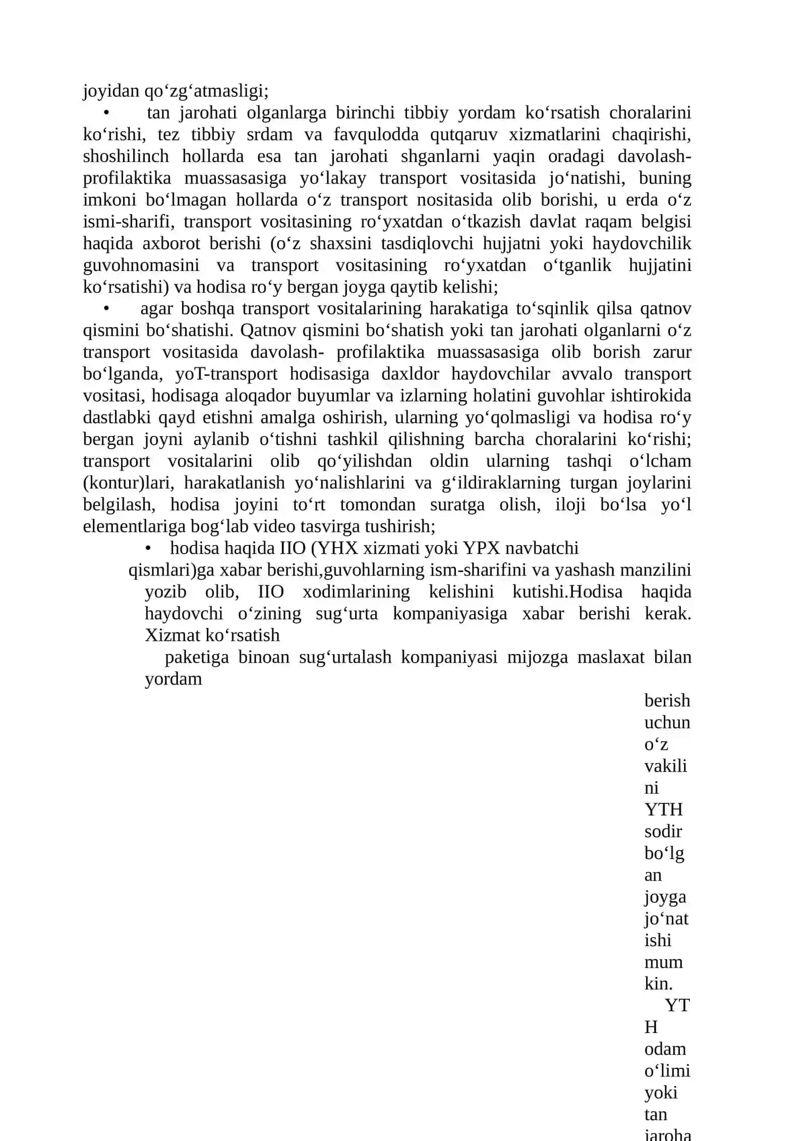 Yo‘l harakati ishtirokchilarining vazifalari 3