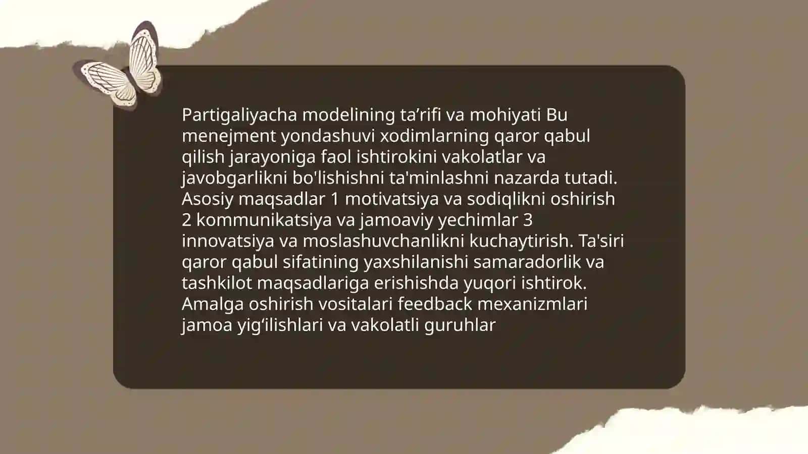 Menejmentning Partigaliyacha modeli va uning asosiy afzalliklari 3