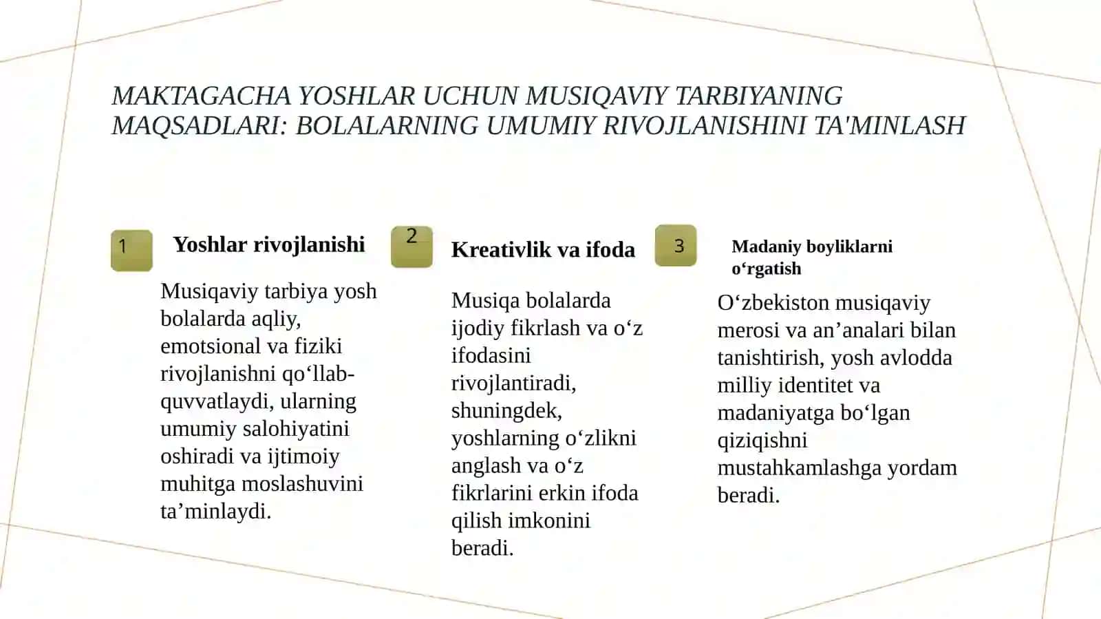 Maktabgacha talim tashkilotlari da musiqa viy tarbiyaning maqsad va vazifalari 3