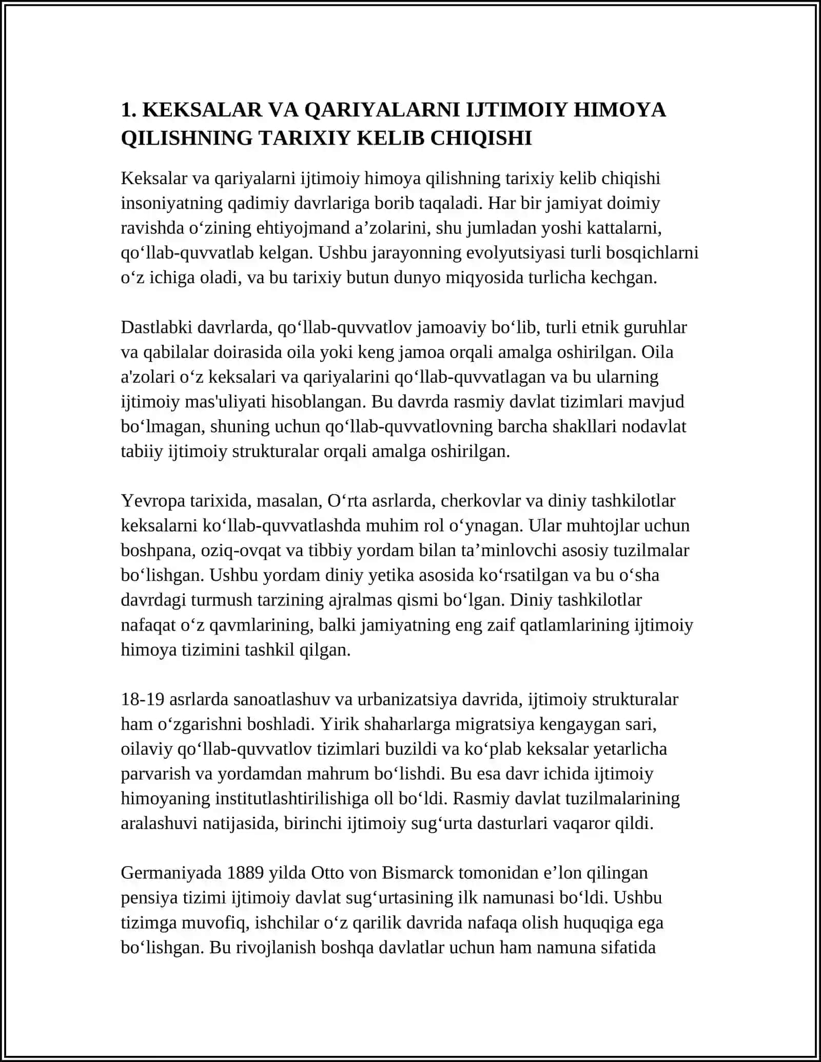 KEKSALAR VA QARIYALARNI IJTIMOIY HIMOYA QILISHNING TARIXIY JIHATI 3