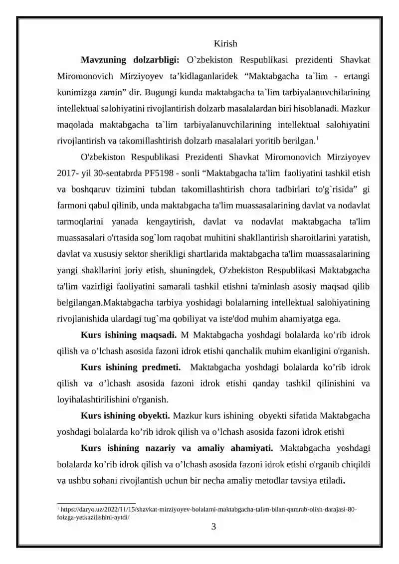 Maktabgacha yoshdagi bolalarda ko’rib idrok qilish va o’lchash asosida fazoni idrok etishi 3