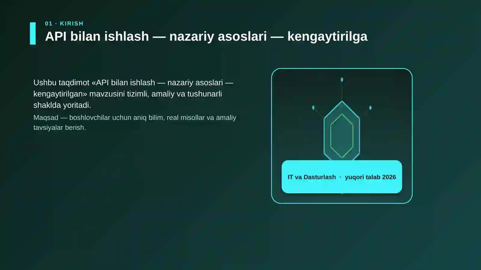 API bilan ishlash — nazariy asoslari — kengaytirilgan 3