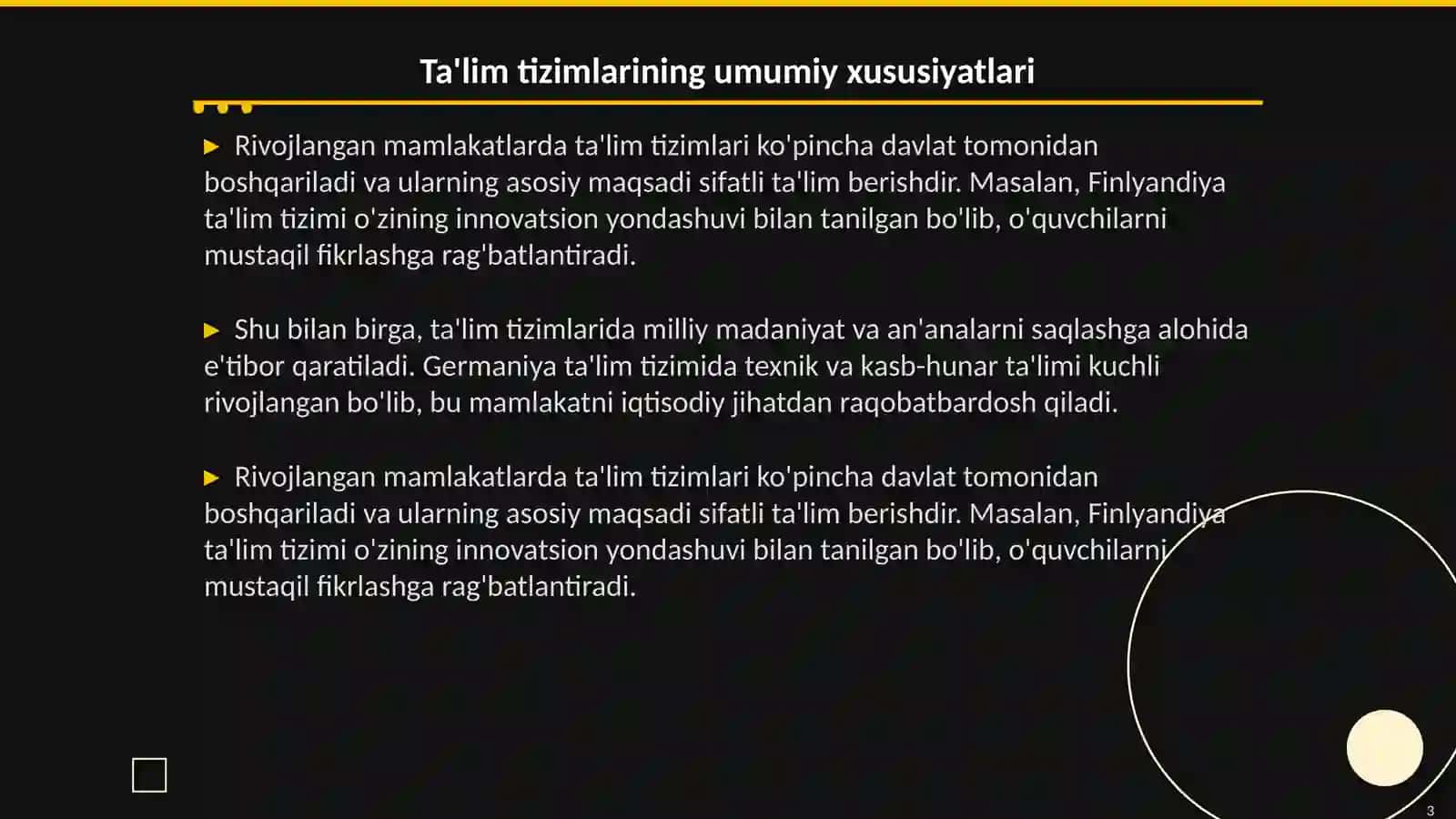 Rivojlangan xorijiy mamlakatlarda ta'lim tizimi 3