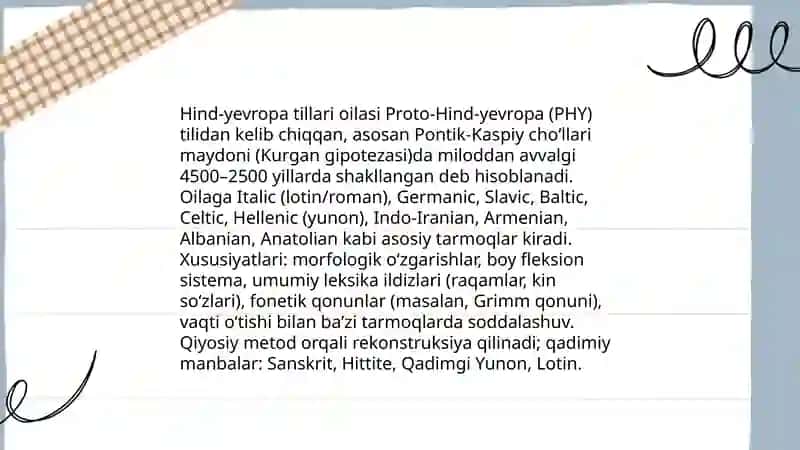 Hind- yevropa tillari. Roman tillari 3