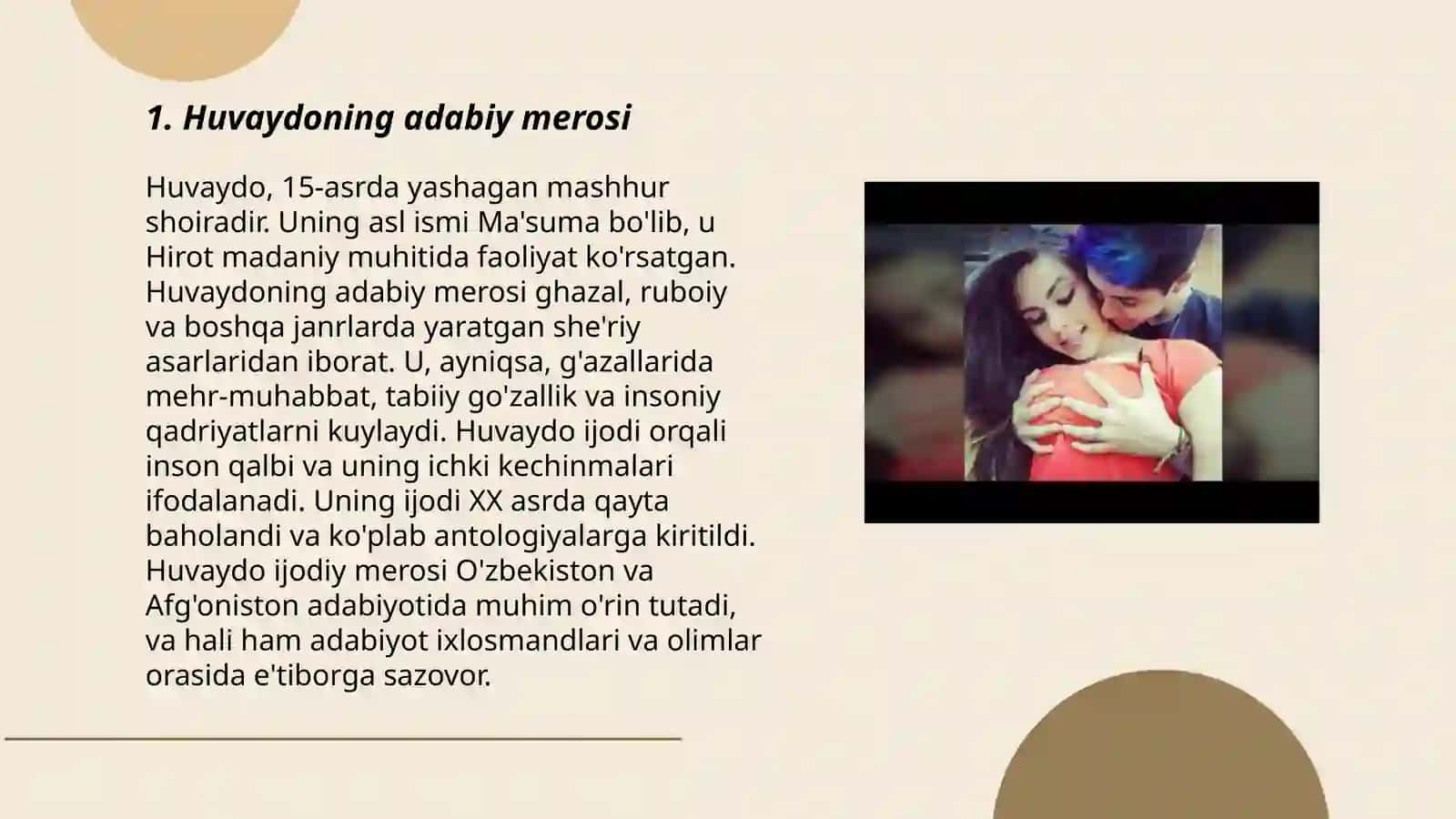 Huvaydo she'riyati va uning "Rohati dil", "Ibrohim adham qissasi"asarlari ustida ishlash 3