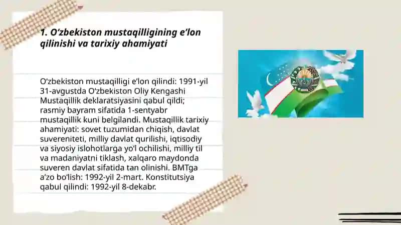 Oʻzbekiston mustaqillik demokratik taraqqiyoti. Milliy Gʻoya konsepsiyasining asosiy yoʻnalishlari 3